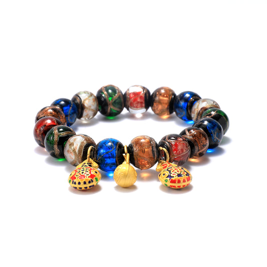 Colorful natural glass bracelet