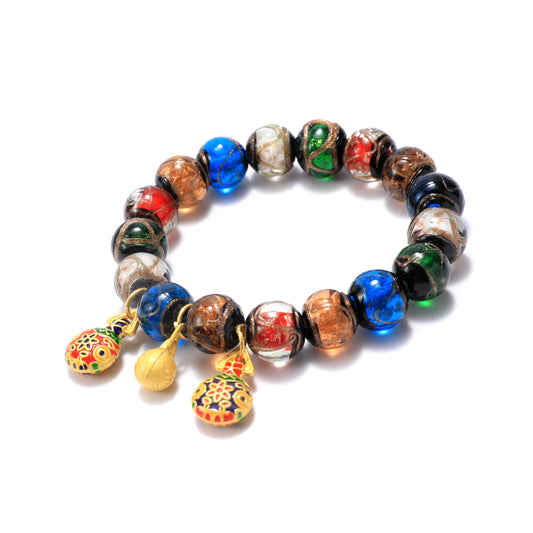 Colorful natural glass bracelet