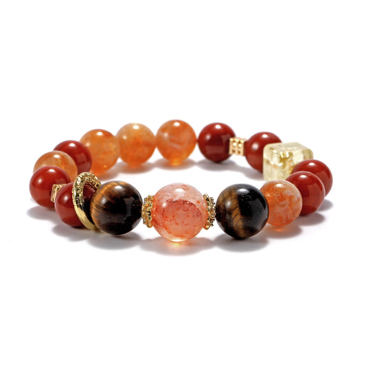 Natural Southern Red Yellow Tower Tiger Eye Stone Bracelet