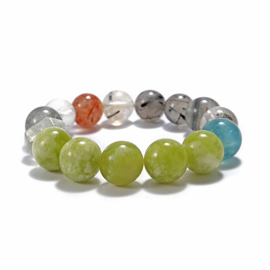 A fashionable bracelet made of three natural materials, Xiuyu Green Ghost Crystal Black Gold
