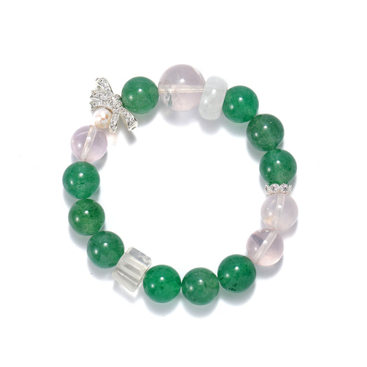 A natural green strawberry crystal bracelet that symbolizes sweet love and purity of friendship
