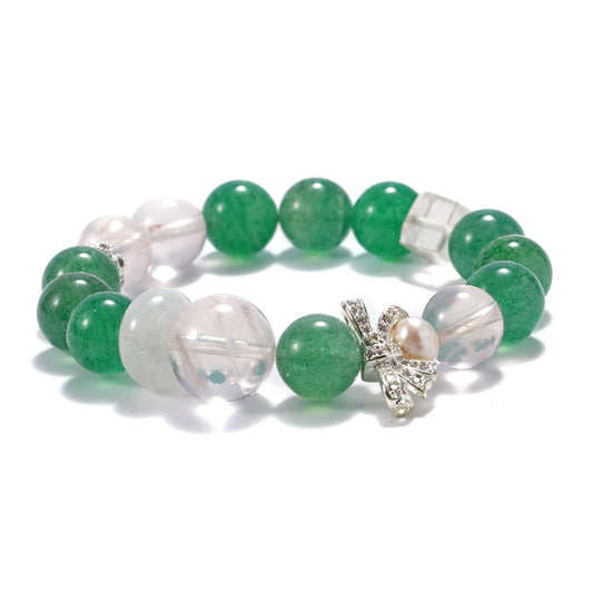 A natural green strawberry crystal bracelet that symbolizes sweet love and purity of friendship