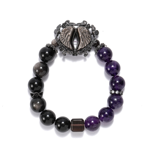 A bracelet with amethyst silver radiant stone