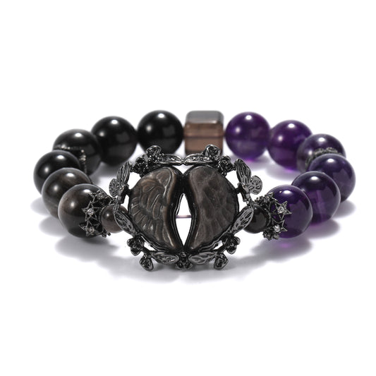A bracelet with amethyst silver radiant stone