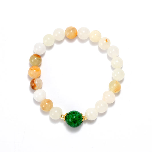 A cherry blossom agate bracelet that soothes the mood.