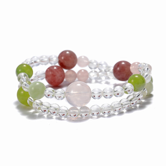 The fashionable bracelet of three natural materials, white crystal Xiuyan ma powder combination, imparts energy