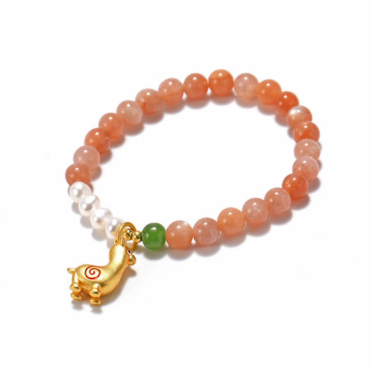 Pink crystal with pearl bracelet