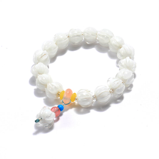 White glazed bracelets, carefully crafted by selected natural materials.